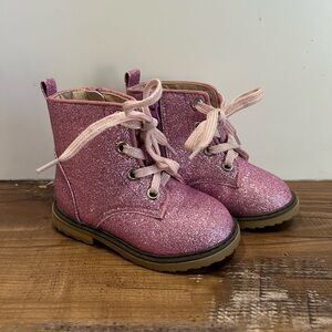 Bums and Roses Paradise Pink Glitter Boots toddler girl size 7